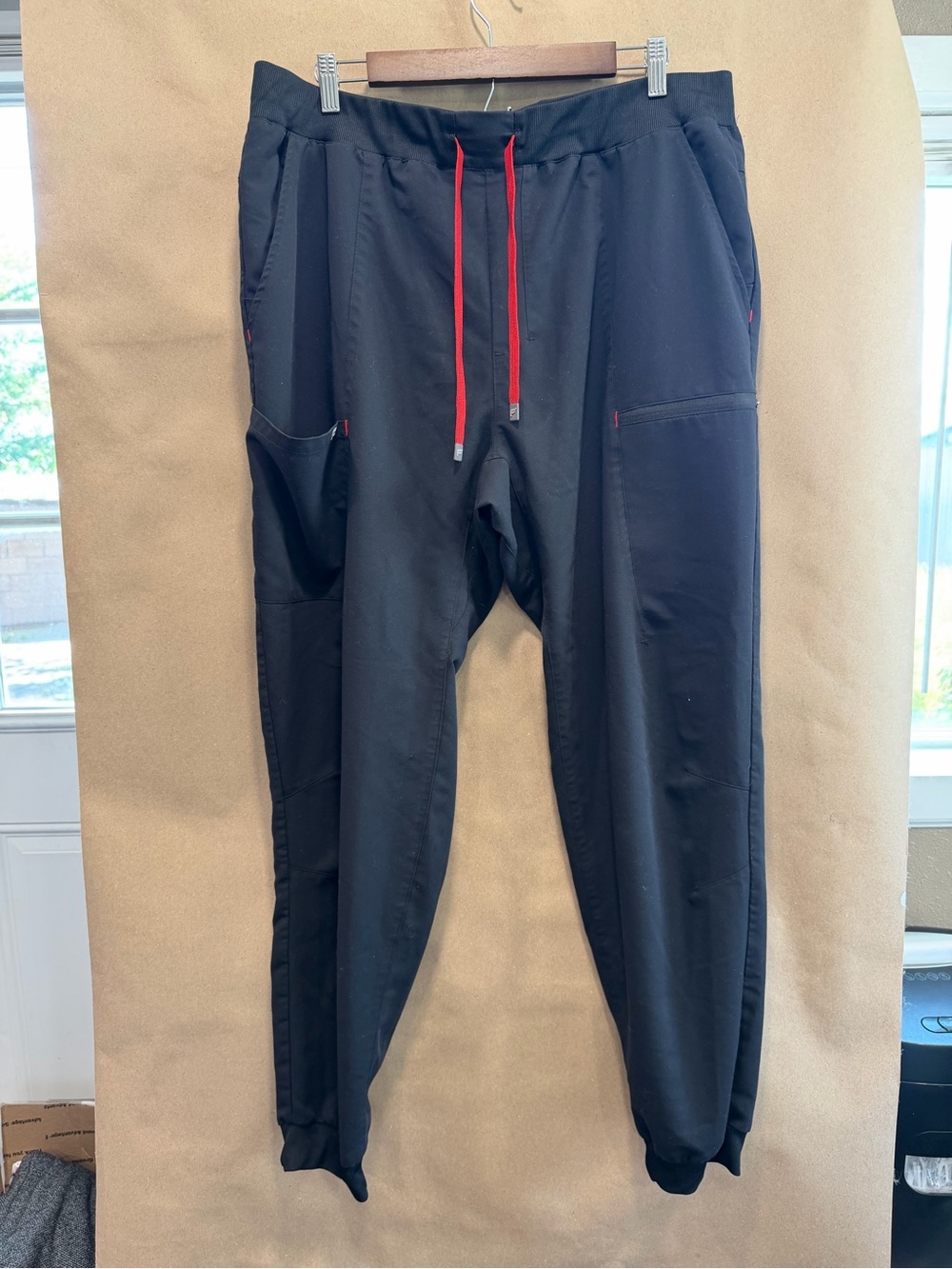 Fabletics Black Joggers with Red Drawcord